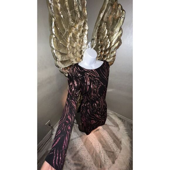 Cache Purple Black Swirl Beaded Long Sleeve Evening Cocktail Dress Sz S - Picture 4 of 15